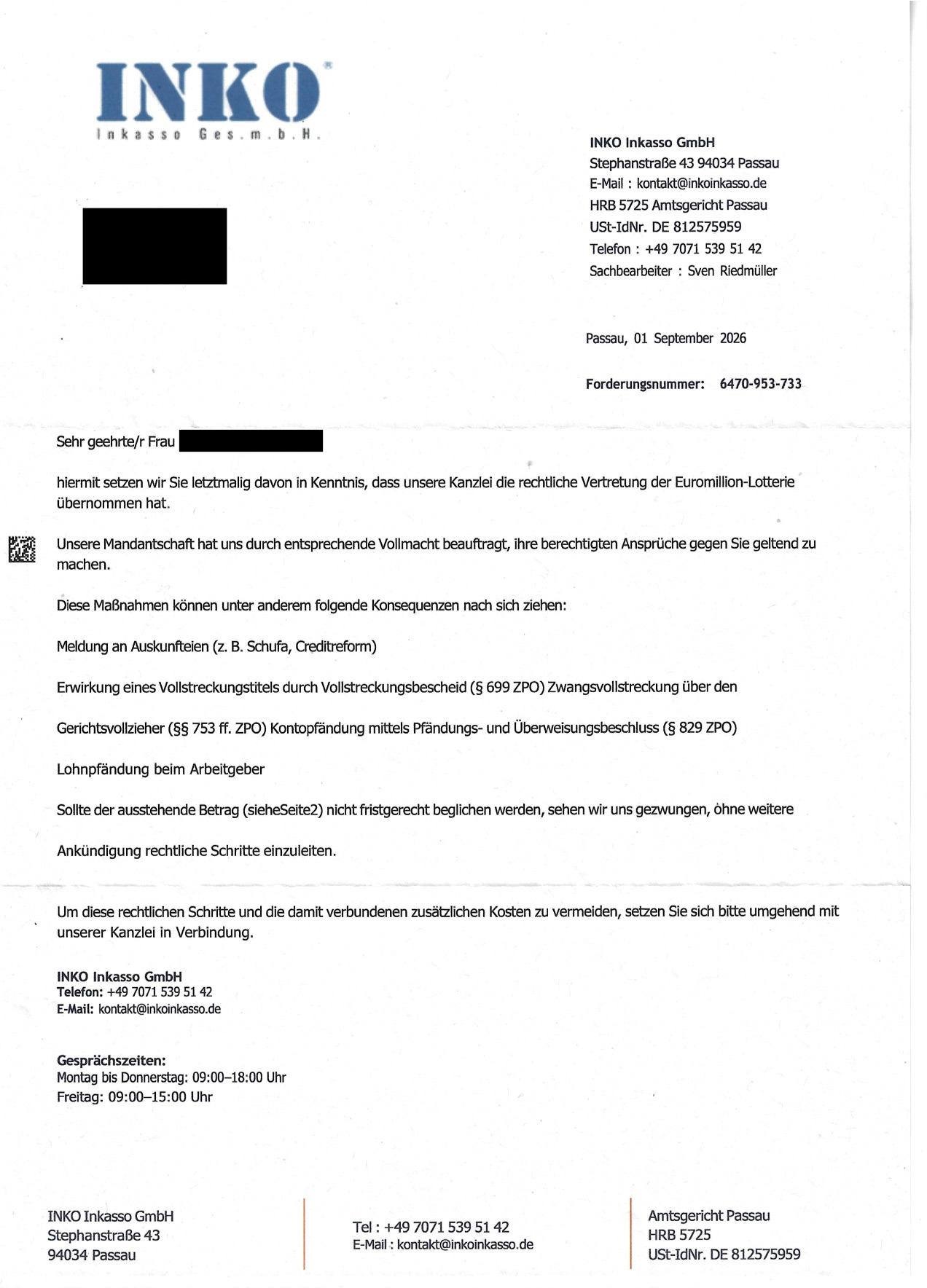 Vorsicht vor Betrugsversuchen